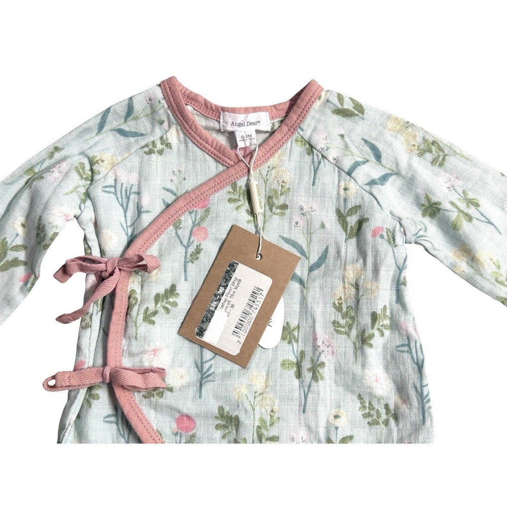 NEW Angel Dear Meadow Floral Wrap‎ Coverall Bodysuit Girls 0-3 Months - Picture 4 of 14